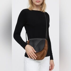 Two-Tone Brown & Black Crossbody Bag Adjustable Strap